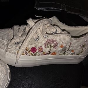 Floral Embroidered Blowfish Canvas Sneakers